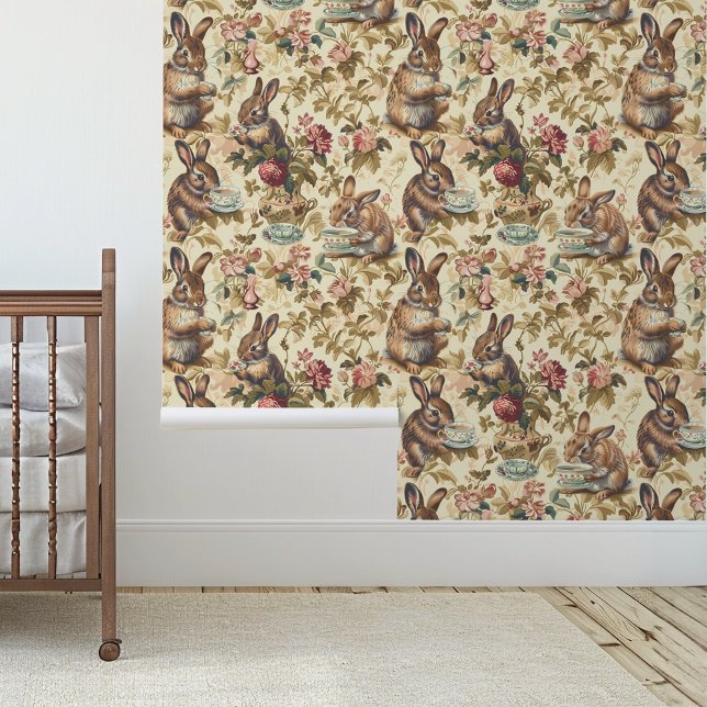 Papier Peint Lapin Tea Party Jardin Rabbit (Créateur téléchargé)