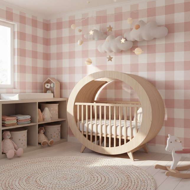 Papier Peint Large Classic Gingham Check Pink ID1245 (Créateur téléchargé)