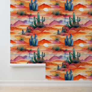 Papier Peint Le désert Sunset Cactus Mounts