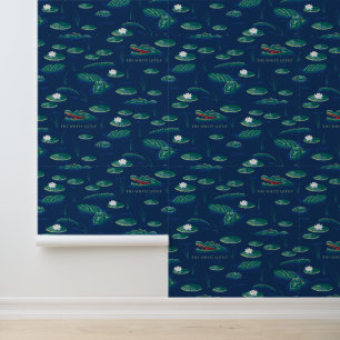 Papier Peint Le Motif de la lagune du Lotus Alligator blanc