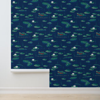 Papier Peint Le Motif de la lagune du Lotus Alligator blanc