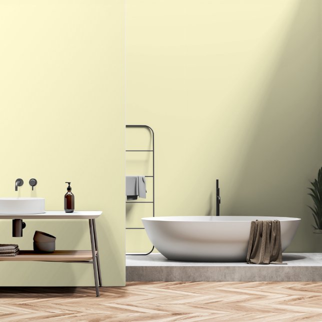 Papier Peint Lémon moderne jaune clair couleur uni (Salle de bain)