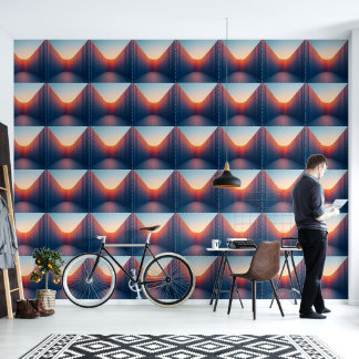 Papier Peint Les collines bleu orange