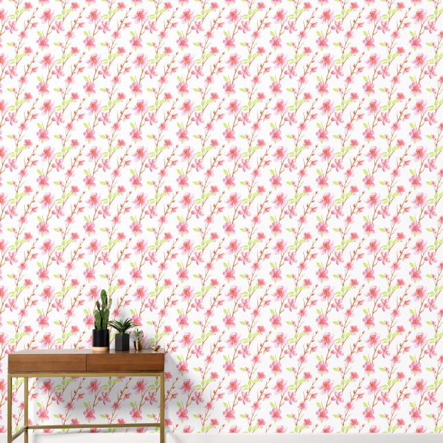 Papier Peint Les fleurs de Sakura roses (Couloir)