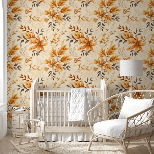 Papier Peint Les fleurs d'or et les Feuilles (Enfants)