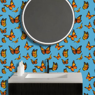Papier Peint Les papillons des Monarques Bleu Orange