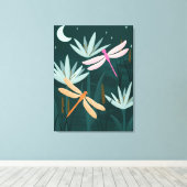 Papier peint libellules roses et orange - Toile (Insitu (Plancher de Bois))