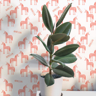 Papier Peint Licorne personnalisée rose