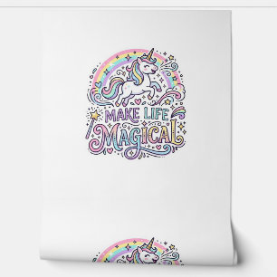 Papier Peint Licorne Rendre La Vie Magique Typographie Vectorie