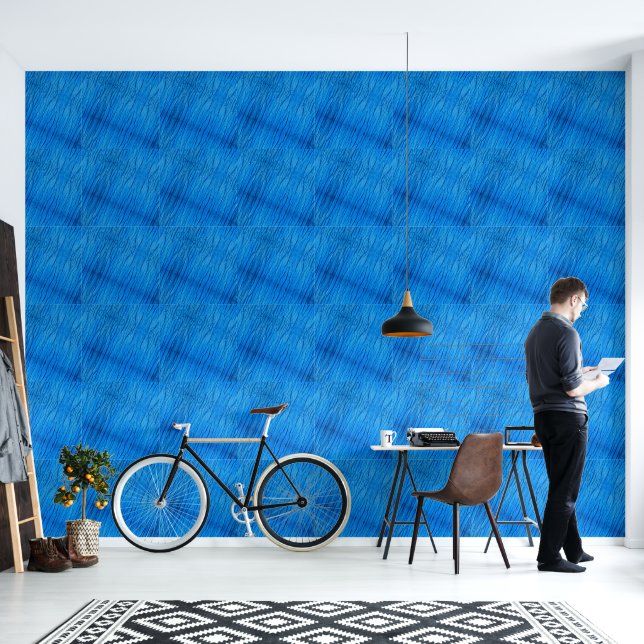 Papier Peint Lignes bleues variables (Salon)