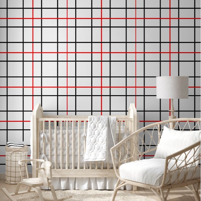 Papier Peint Lignes de grille noire rouge Conception de plis (Créateur téléchargé)
