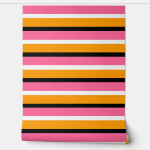 Papier Peint Lignes horizontales en bandes orange rose