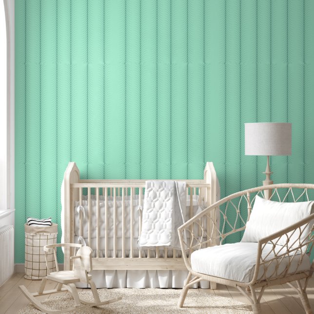 Papier Peint Lignes verticales sur le motif vert menthe (Enfants)