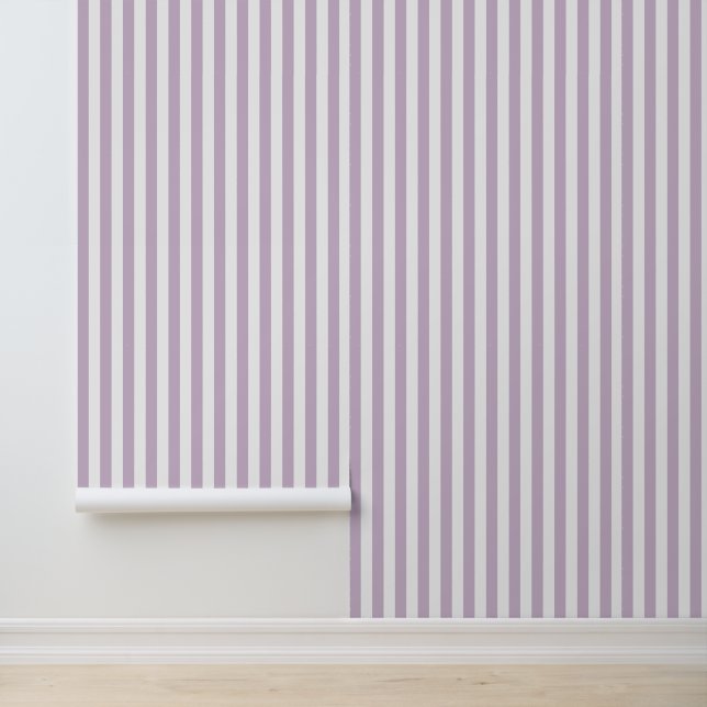 Papier Peint Lila Violet et Blanc Rayures Verticales Classiques (Application)
