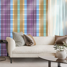 Papier Peint Lilac Bleu Or Vert À damiers Élégant Motif
