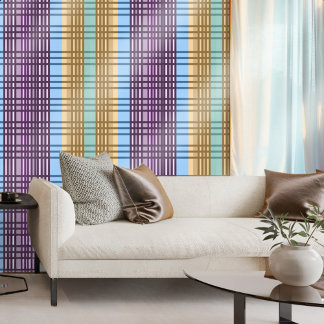 Papier Peint Lilac Bleu Or Vert À damiers Élégant Motif