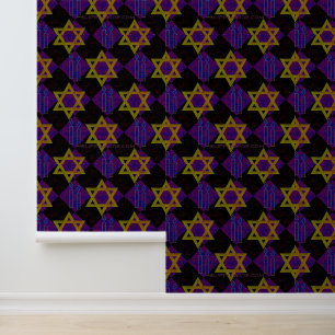Papier Peint L'image à thème Hanukkah de SlipperyJoe's jaune do