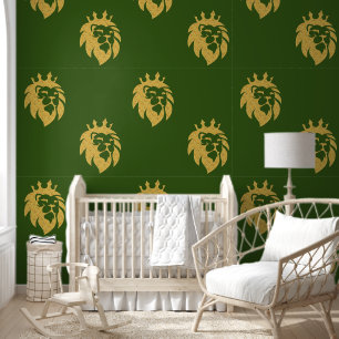 Papier Peint Lion avec couronne - Gold Style 1a