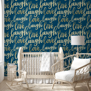 Papier Peint Live Laugh Love Faux Gold Letting Motif