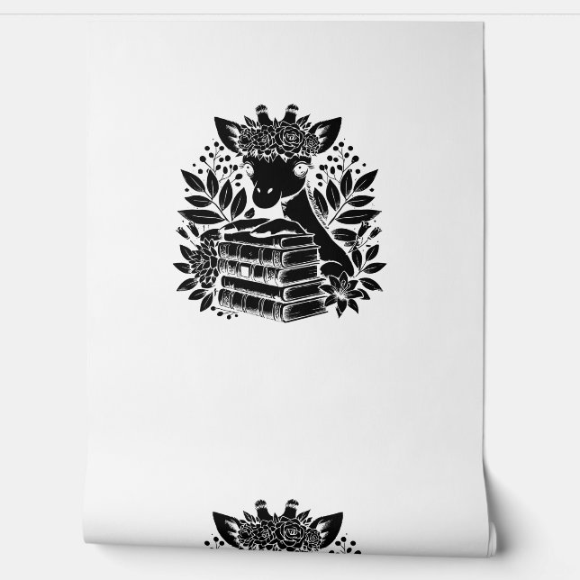 Papier Peint Livres Giraffe Bookworm Bibliothèque Lecture du li (Déroulement)