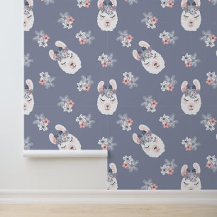 Papier Peint Llamas & Fleurs Motif