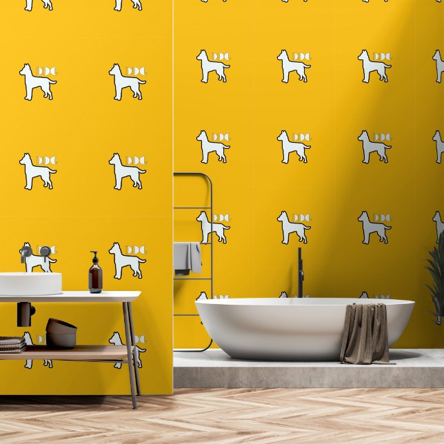 Papier Peint Logo de chien jaune blanc animal chien (Salle de bain)