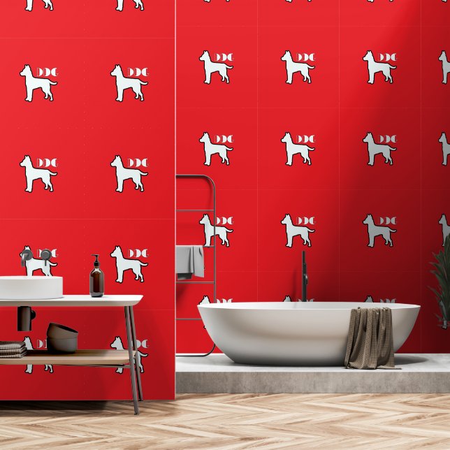 Papier Peint Logo de DOG Rouge Blanc animal (Salle de bain)