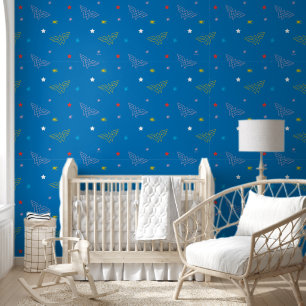 Papier Peint Logo de Wonder Woman et étoiles motif bleu