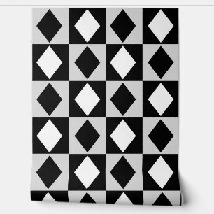 Papier Peint Losange de diamant noir et blanc