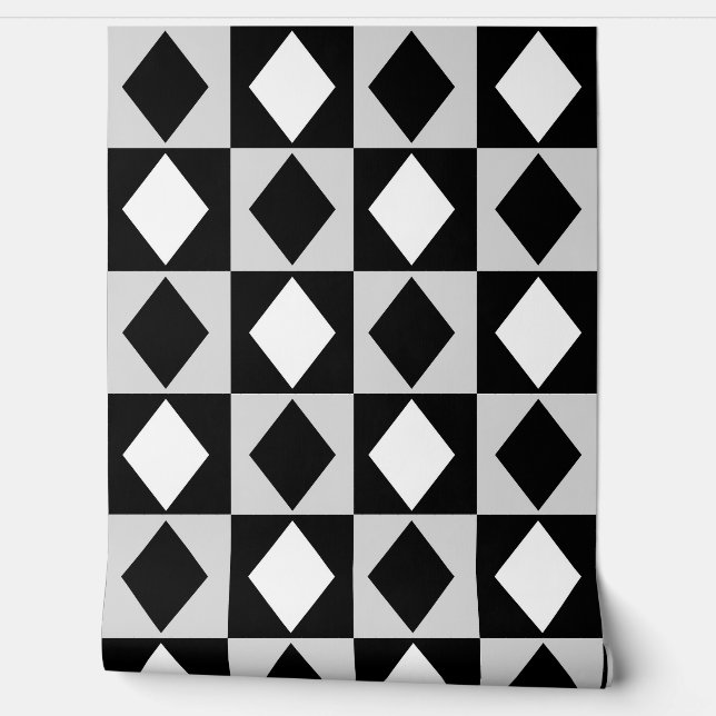 Papier Peint Losange de diamant noir et blanc (Déroulement)
