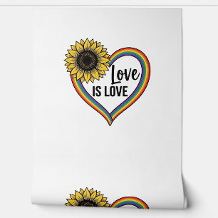 Papier Peint Love Is Love Tournesol Cœur Vintage Vector T-Shirt