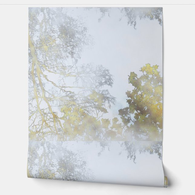 Papier Peint Lueur dorée à larges feuilles (Déroulement)