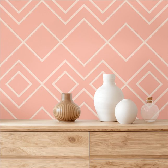 Papier Peint Lumière Tropical Peach rose Orange Ivory Art Carré (Créateur téléchargé)