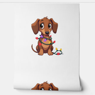Papier Peint Lumières de Dachshund de Noël (3)