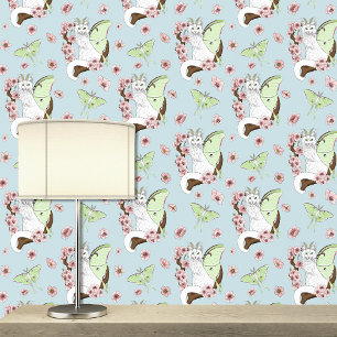 Papier Peint Luna Moth Moth Blanc Chat Vert