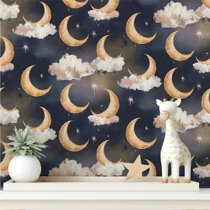 Papier Peint Lune croissante et nuages