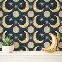 Lunes et Étoiles Célestes Dorées