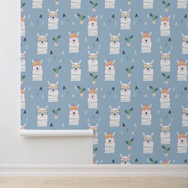 Papier Peint Lunettes de soleil arc-en-ciel Llama Motif (Application)