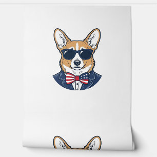 Papier Peint Lunettes de soleil Corgi patriotiques Art vectorie