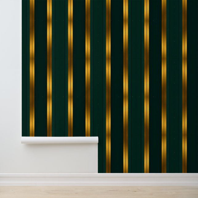 Papier Peint Luxe Popular Green Gold Linen Texture Collection (Application)