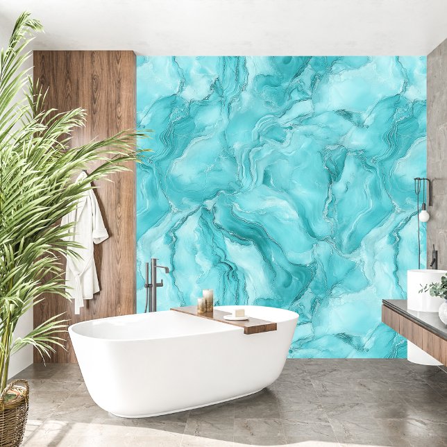 Papier Peint Luxe Turquoise Marbre Texture Aqua (Luxury Turquoise Marble Texture Wallpaper)