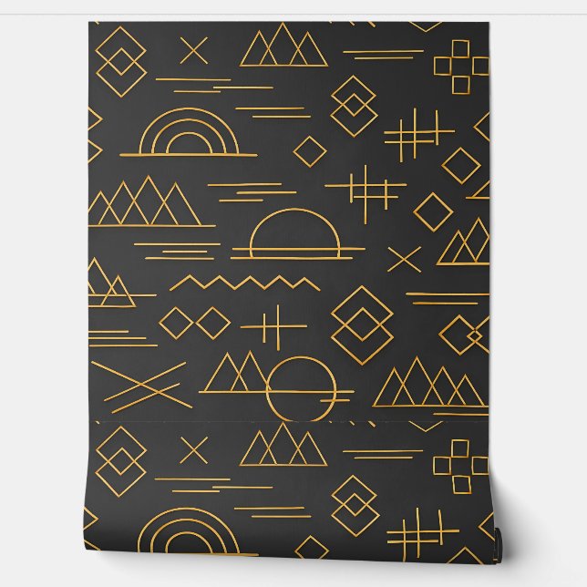 Papier Peint Luxurious 3D Gold Embossed Geometric Pattern  (Déroulement)