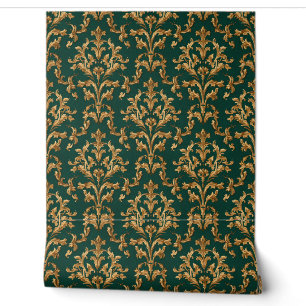 Papier Peint Luxury Vintage French Baroque Emerald Green Gold