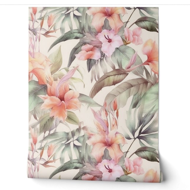 Papier Peint Lys de la forêt tropicale hawaïenne (Déroulement)
