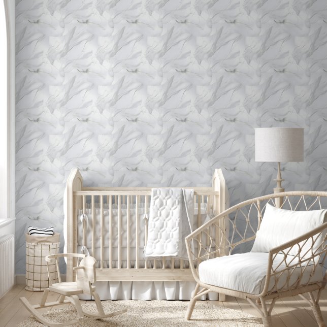 Papier Peint Marbre Blanc et Noir Moderne (Enfants)