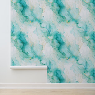 Papier Peint Marbre d'or blanc Aqua