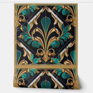 Papier Peint Marbre floral de luxe en pierre de Malachite Art d