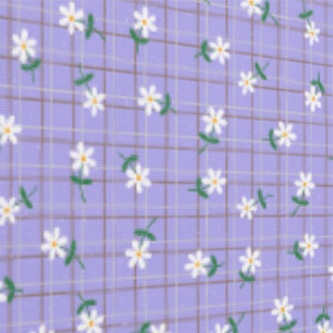 Papier Peint Marguerites sur Carreaux Violets (petite échelle)