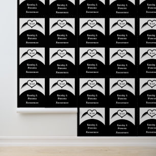 Papier Peint Mariage gothique cœur ailé monogramme personnalisé