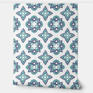 Papier Peint marine turquoise & blanc